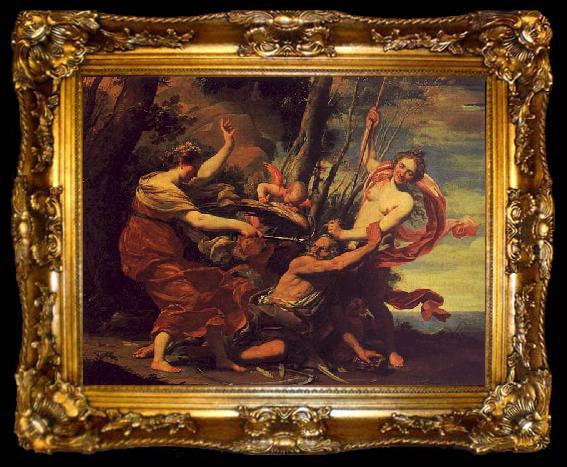 framed   Simon  Vouet Time Overcome by Hope, Love and Beauty, ta009-2